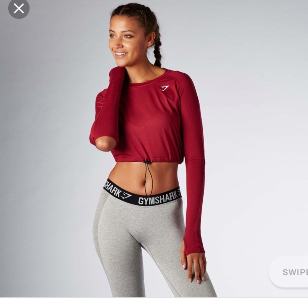 NWT Gymshark longsleeve drawcord top - M beet red